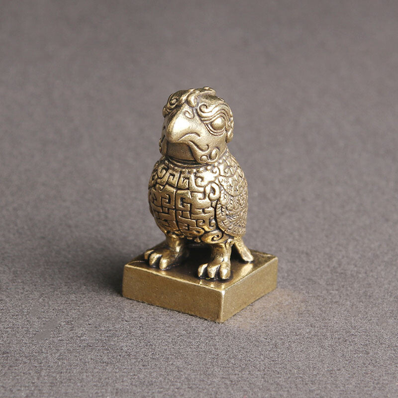 Collection of Copper Seal Handicrafts for Bird Statue Tabletop Ornaments