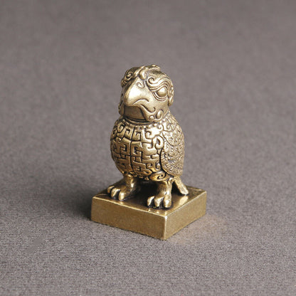 Collection of Copper Seal Handicrafts for Bird Statue Tabletop Ornaments