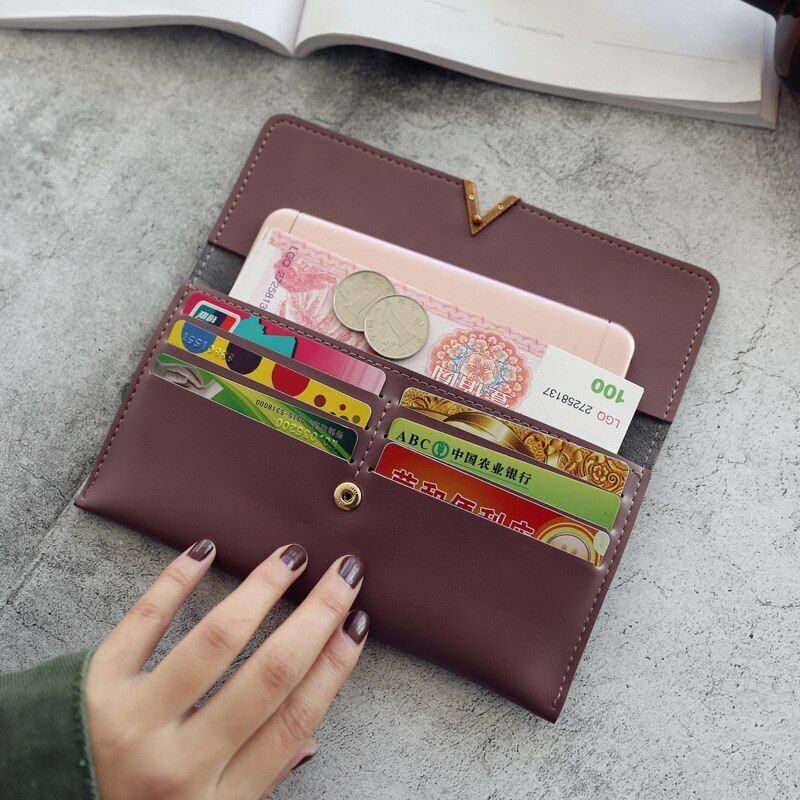 Leather Wallet Hasp Money Bag Zipper Coin Purse Envelope Wallets Clutch Casual