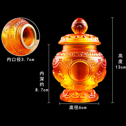 5.3‘’ Buddhism Treasure Bottle Colored Glaze Bottle Buddhist Altar Ornaments