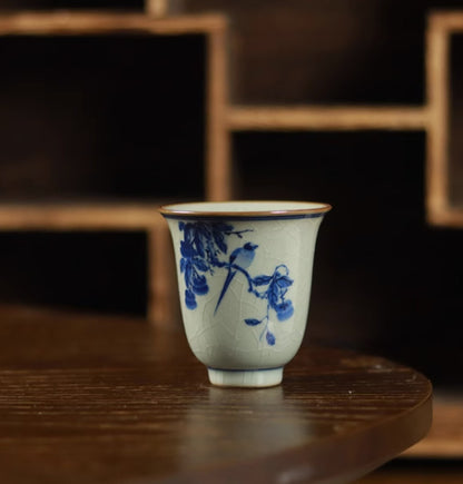 Handpainted Jingde Town Porcelain Tea Cup Crackle Glaze Fragrance Smelling Cup