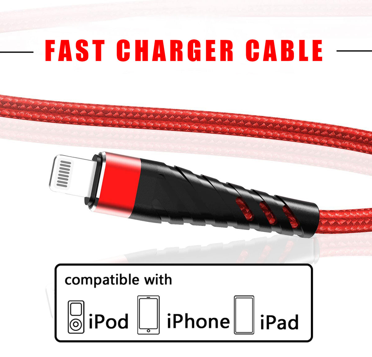 Braided Fast Charger Cable Heavy Duty USB Cord For iPhone 14 13 12 11 X XR 8 7 6