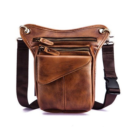Real Leather Casual Shoulder Messenger Bag Fashion Waist Belt Pack Drop Leg Bag