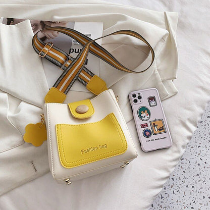 Small Bucket Shoulder Bag Synthetic Leather Messenger Bag Crossbody Bags Casual