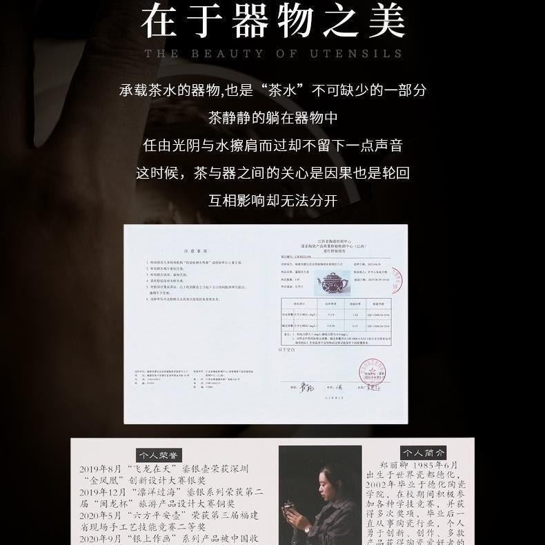 Chinese Ceramic Silver Finish Teapot 150ml Enamel Floral Square Gongfu Tea Pot