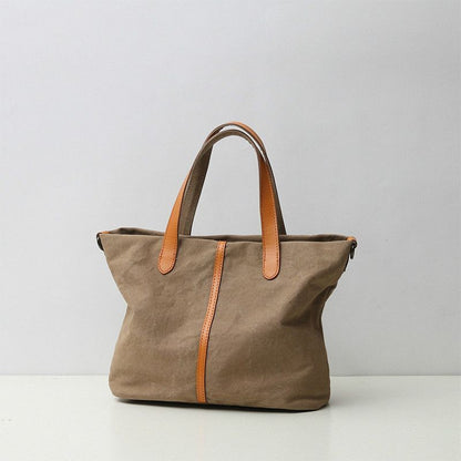 Canvas Bag Zipper Contrast Color Purse Shoulder Bag Retro Wild Diagonal 32*14*26