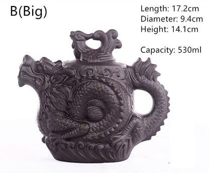 Ceramic Teapot Tea Pot Dragon Phoenix Tea Kettle Tea Infuser Purple Clay Tea Set