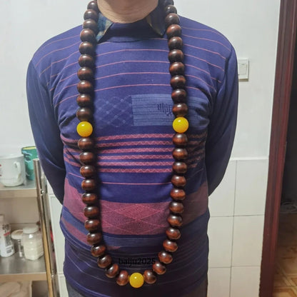 30mm*54 Beads Natural Wood Necklace Shaolin Temple Monks Buddha Kung fu Rosary