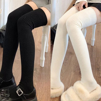 Women Long Socks 1-2 Pairs Wool Cashmere Stockings Girls Autumn Winter Warm Knee