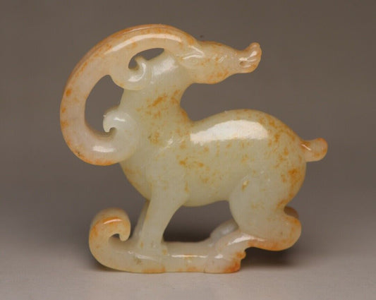 Chinese Natural Hetian Jade Carved Exquisite Deer Statue Gift Pendant Figurines