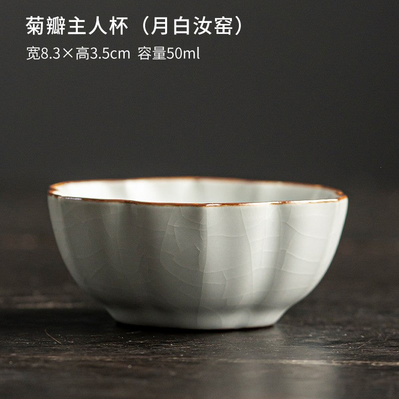1pc Handmade Ru Kiln Teacup Master Cup Single Cup Tasting Cup Kung Fu Tea Set