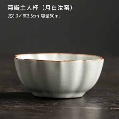 1pc Handmade Ru Kiln Teacup Master Cup Single Cup Tasting Cup Kung Fu Tea Set