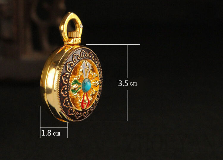 3.5cm New Buddhism Holy Blessed Gilt Copper Dorje Locket Prayer Box Pendant