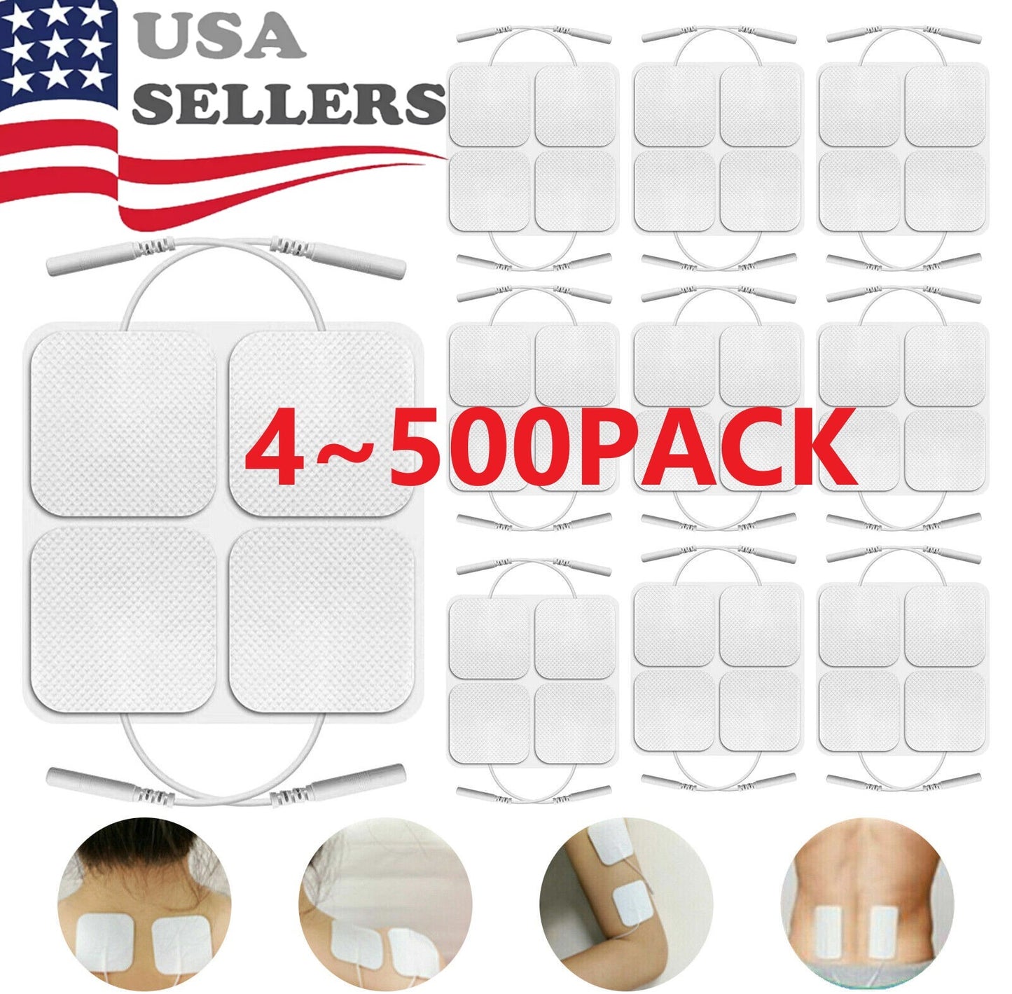 40 TENS Electrode Pads EMS Replacement Unit 7000 3000 2x2 Muscle Stimulator BULK