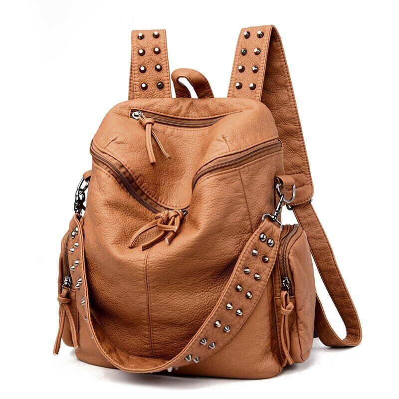 Backpacks Women Leather Daypack Anti-theft Travel Bag Large School Bag