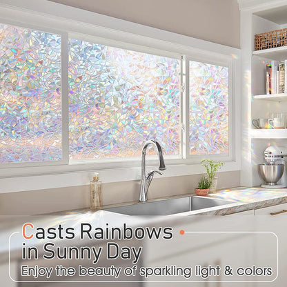 Rainbow Flower Window Privacy Film Decorative Static Cling Frosted Sticker