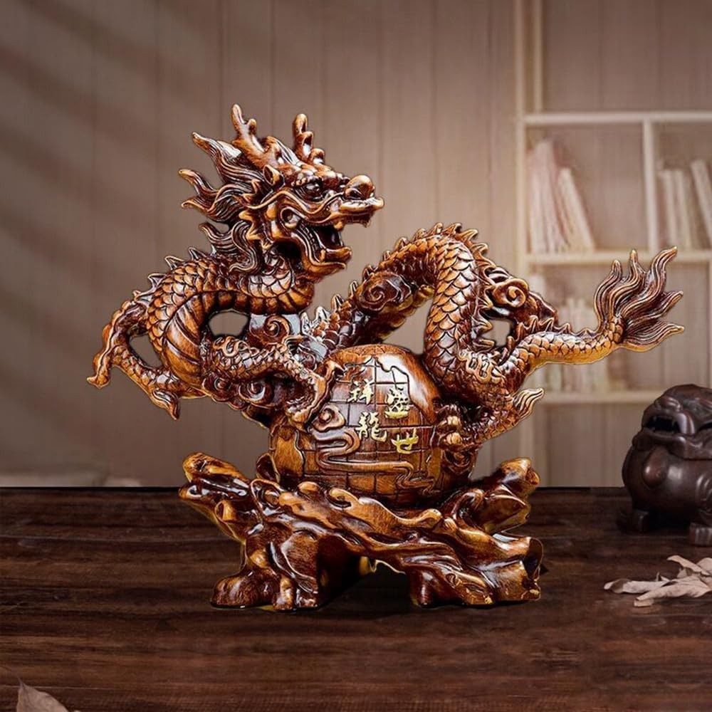 15.5'' Chinese Feng Shui Dragon Statue Figurine Home Office Luck Decor Gift