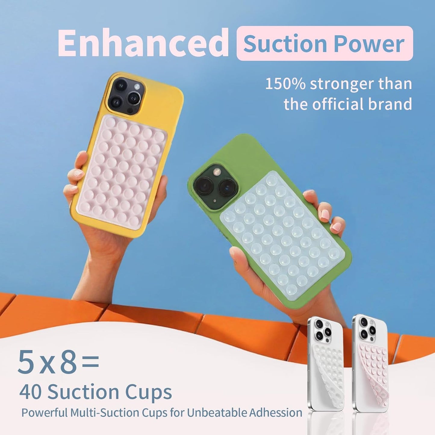 (2 Pack) Silicone Suction Cup Phone Case Mount Double Sided, Sticky Phone Grip w