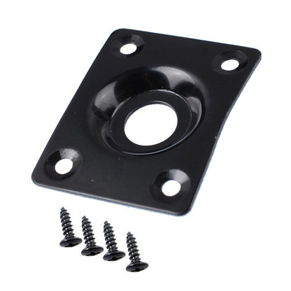 Black Guitar Output Metal Jack Plate Square W/ Screws for Electric Bass Guitar v