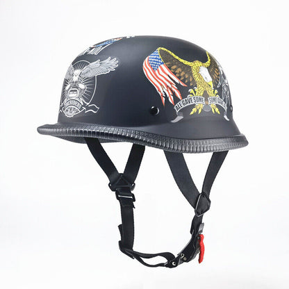 Vintage Motorcycle Helmet German Novelty Shiny Black Motorcycle Half Helmet