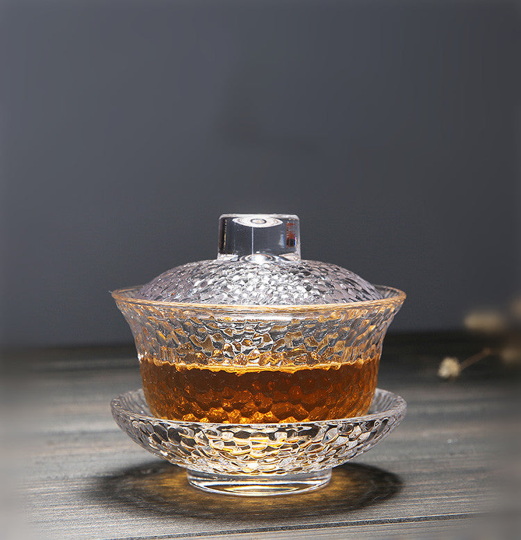 Japanese Style Glass Teaware Gaiwan Tureen Cup Bowl Kungfu Tea Set with Saucer