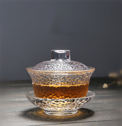 Japanese Style Glass Teaware Gaiwan Tureen Cup Bowl Kungfu Tea Set with Saucer