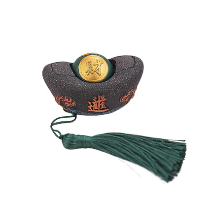 Chinese Yuanbao Black Stone Tea Pet 6.8cm Kung Fu Tea Table Decoration Tea Play