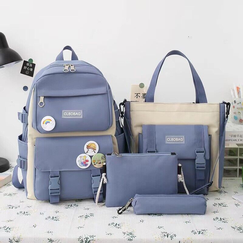 5Pcs Girls School Bag Set Women Girls Backpack Student Bookbag Travel Bag
