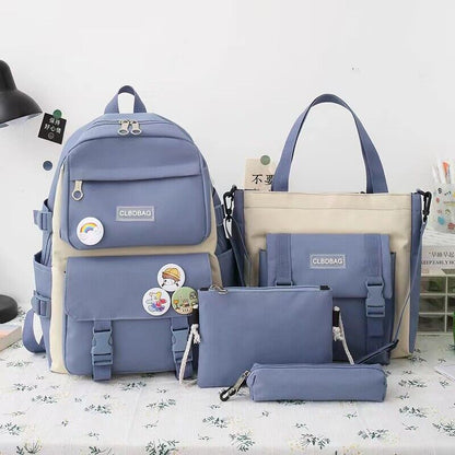 5Pcs Girls School Bag Set Women Girls Backpack Student Bookbag Travel Bag