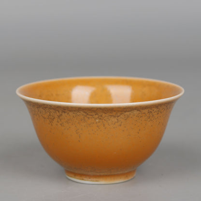 3.3" Collection Chineses Qing Porcelain Fambe Yellow Glaze Small Cup