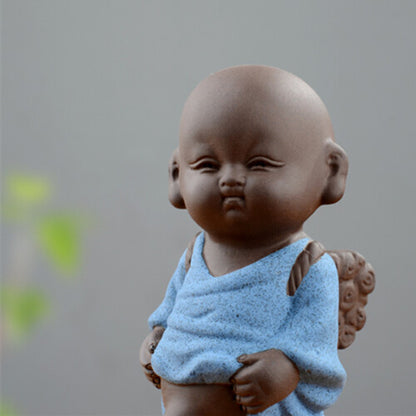 real yixing zisha tea pet monk pee doll China creative tea play purple clay boy