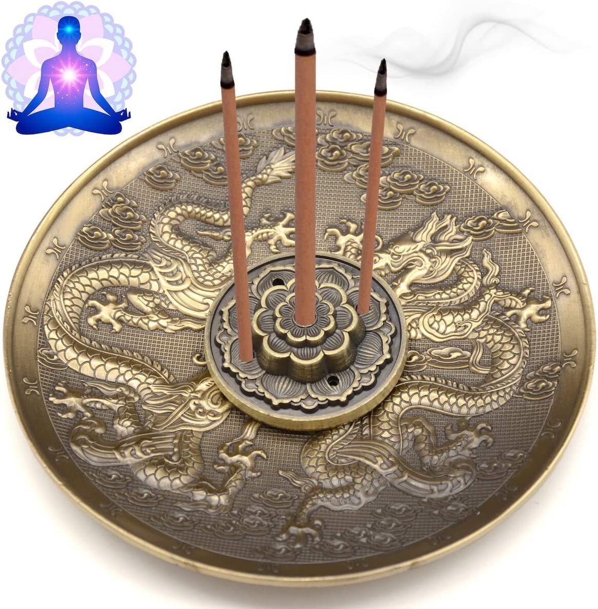 4"Incense Stick Holder Brass Incense Burner with Ash Catcher for Meditation Yoga