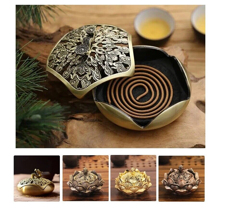 Incense Burner Stick Holders Alloy Copper Delicate Bronze Ruyi Plate Home Decors