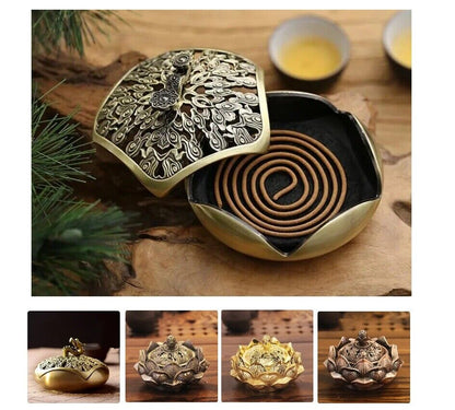 Incense Burner Stick Holders Alloy Copper Delicate Bronze Ruyi Plate Home Decors