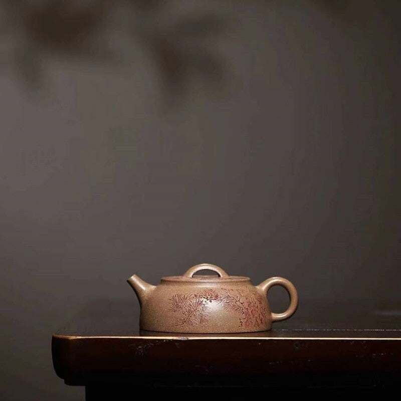 Chinese Tea Pot Handmade Carved Real Yixing Zisha Old Duan Clay Master Pot 180ml