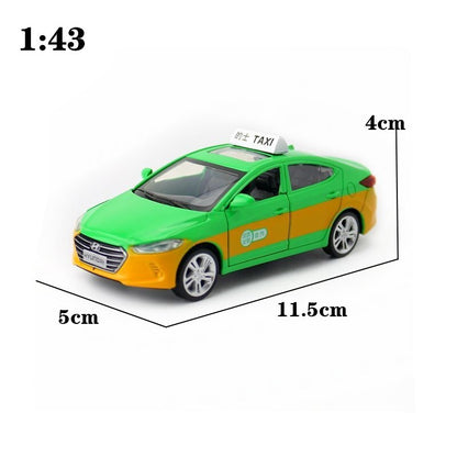 1:43 Diecast Hyundai Elantra Taxi Metal Car Model Toy Pull Back Door Open Gift