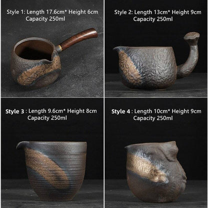 Coarse Ceramic Tea Pitchers Wooden Handle Accessories
