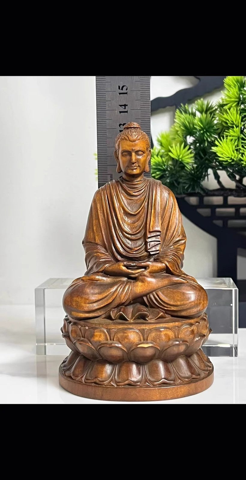 5.2" Boxwood Carved Shakyamuni Statue Artwork Figure Table Decor Collections