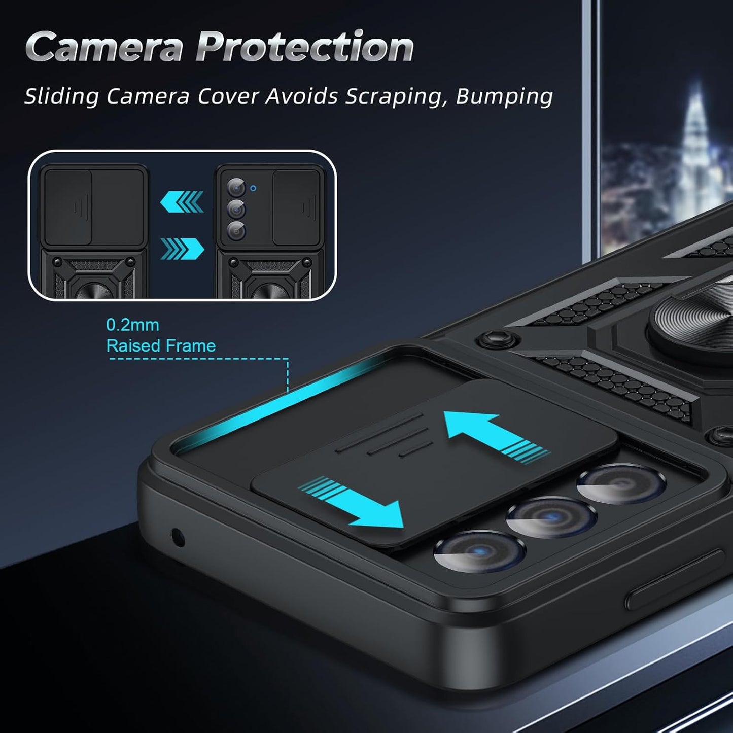 for Motorola Edge-5G UW 2021 Case: Motorola Edge 2021 Case with Slide Camera Cov