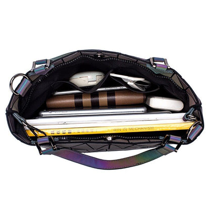 Luminous Big Bag Holographic Reflective Geometric Shoulder Bags Handbags Zipper