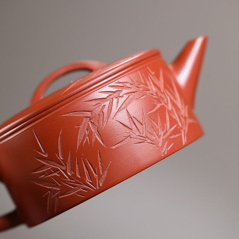 Full Handmade Bamboo Carved Master Tea Pot Real Yixing Zisha Clay Pot 180ml New