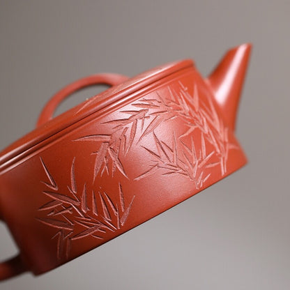 Full Handmade Bamboo Carved Master Tea Pot Real Yixing Zisha Clay Pot 180ml New