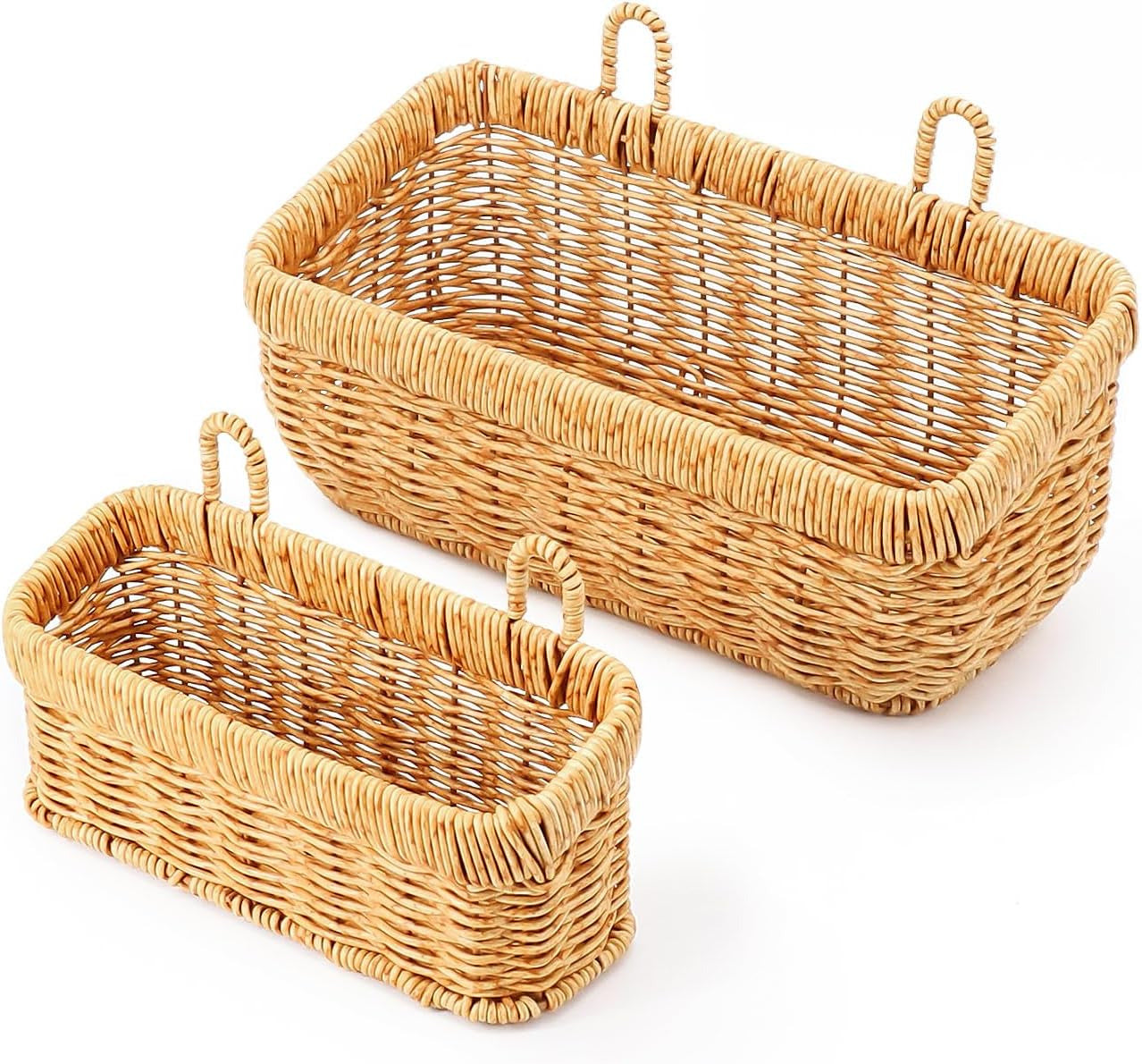 Hand Woven Boho Style Wall Hanging Basket Storage Basket Kitchen Garden Set of 2