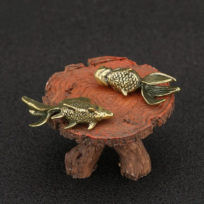 Solid Brass Fish Figurines Miniatures Antique Feng Shui Desktop Ornament Craft