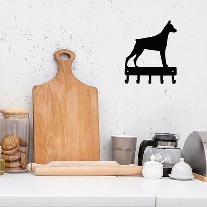 Wall Mounted Hook Up Doberman Dog - Key Hooks Wall Hanging Rack& Keychain Holder