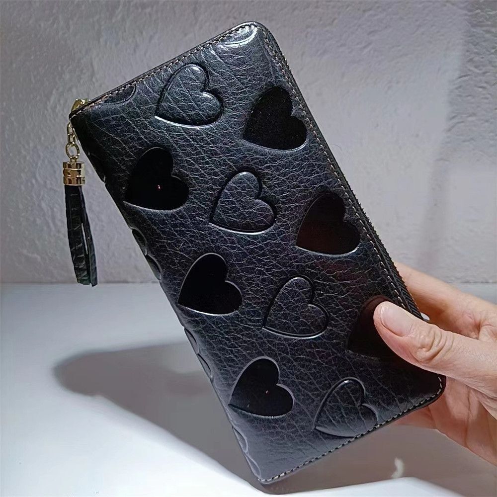 Genuine Leather Wallets Large Clutch Hand Bag Real Cowhide Purse Handle 19*10CM
