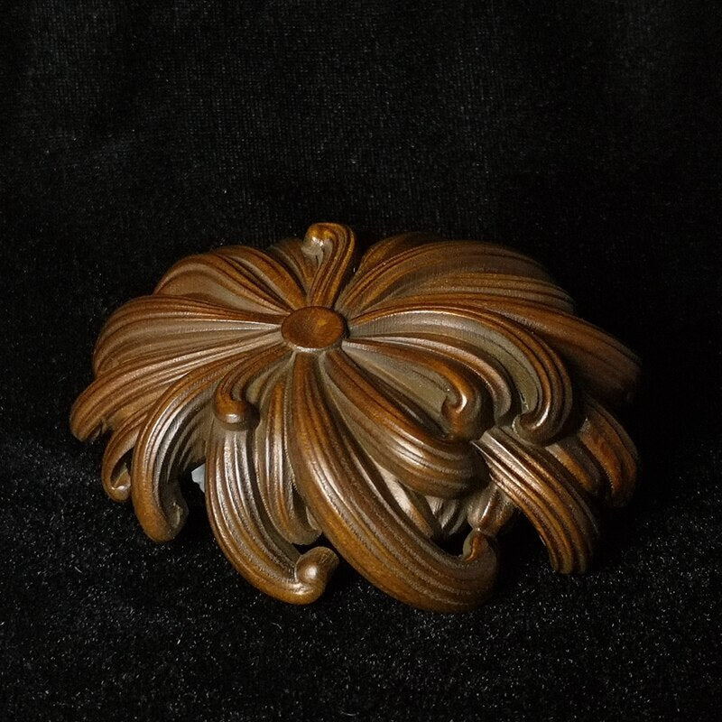 Chinese Boxwood Hand Carved Chrysanthemum Flower Incense Stand Decoration