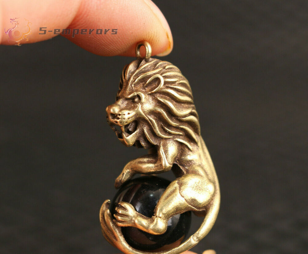 chinese bronze hand carved leo statue figure collectable pendant netsuke Art