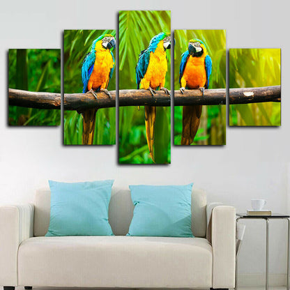 Macaw Parrots Birds Nature 5 Panel Canvas Print Wall Art Poster Home Decoration