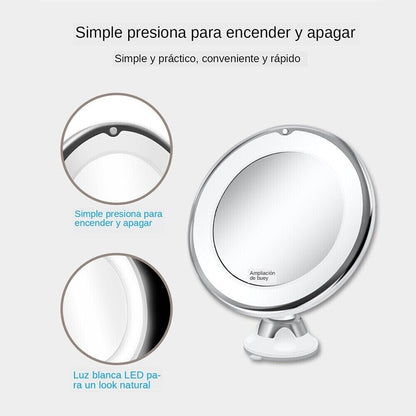 Espejo LED Flexible Para Mujer Hombre con Aumento de 10 veces Lampara Pared Baño
